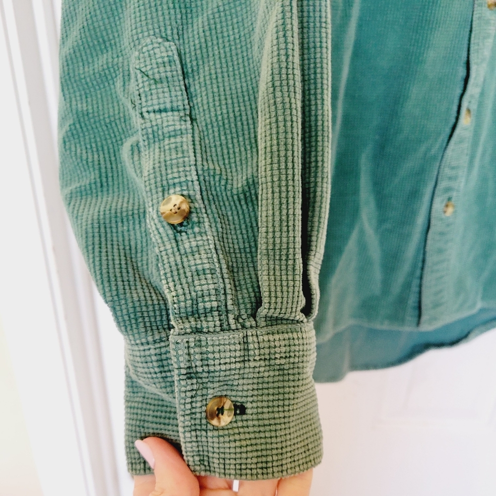 90s Vintage American Rebel Waffle Knit Cotton Button-down Shirt - Picture 7 of 10